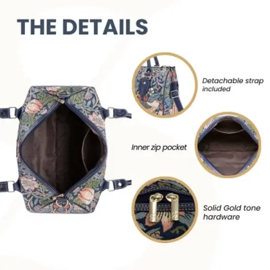 Signare USA William Morris Strawberry Thief Blue Travel Bag image {3}