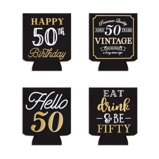 Sparkle and Bash 12 Pack 50th Birthday Can Cooler Sleeves for Soda - Cheers and Beers to 50 Years Decorations and Party Favors (2.5x4 in) image {7}