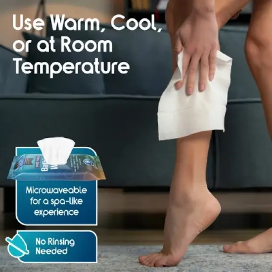 Inspire Rinse Free Body Wash Wipes | Bathing Wipes, Shower Wipes | Extra Large Adult Wipes With Aloe | Cleansing Adult Wipes | Body Wipes image {5}