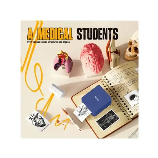 Nelko PM230 Portable Bluetooth Sticker Printer Blue with 2pk 54mmx3.5m White Rolls image {4}