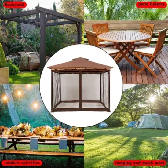 Topteng Outdoor Tent Anti-Mosquito Net Four-Corner Garden Courtyard Gazebo Net Cloth image {5}
