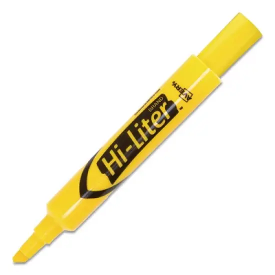 Avery HI-LITER Desk-Style Highlighters, Yellow Ink, Chisel Tip, Yellow/Black Barrel, Dozen image {2}