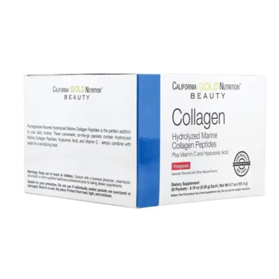 California Gold Nutrition Collagen Peptides Plus Vitamin C & Hyaluronic Acid, Pomegranate, 30 Packets, 0.19 oz (5.38 g) Each image {4}