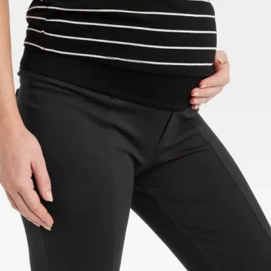 Under Belly Split Front Ponte Maternity Pants - Isabel Maternity by Ingrid & Isabel&trade; Black image {3}