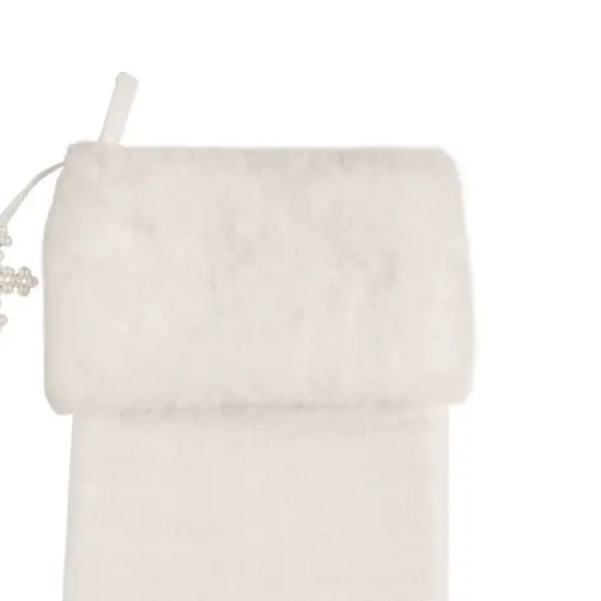 C&F Home 8.5" x 20" Fur Snowflake Christmas Stocking image {1}