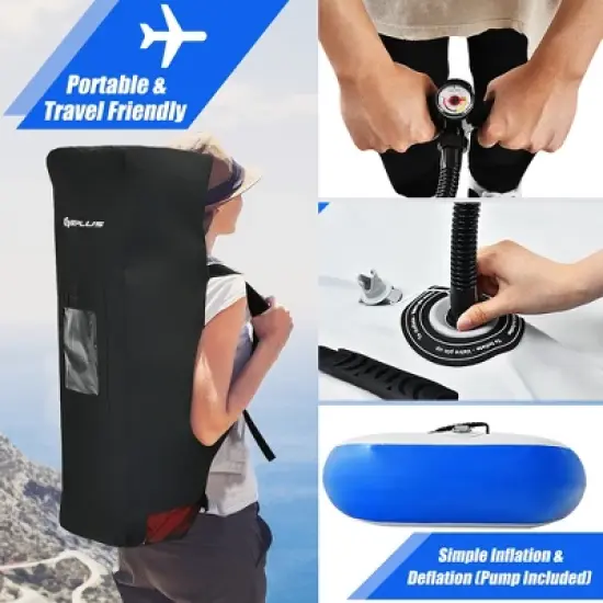 Costway 1 Person Inflatable Kayak Includes Aluminum Paddle with Hand Pump Green\Blue image {4}