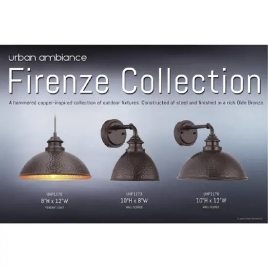 Urban Ambiance Luxury Hammered Outdoor Wall Light,  9-3/4" x 8",  Olde Bronze Finish, UHP1173 image {7}
