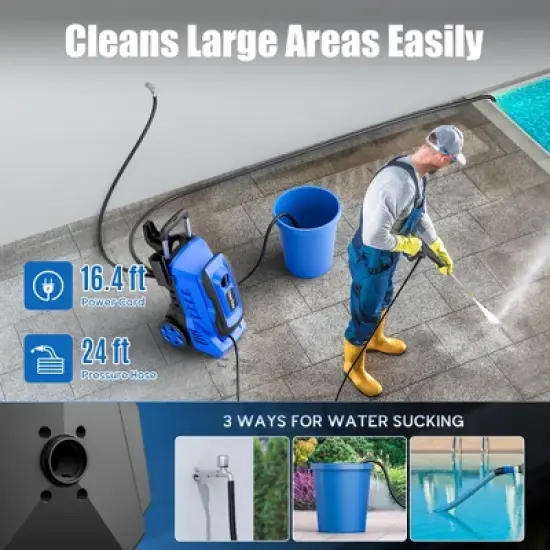 SUGIFT Electric Pressure Washer, 3300 Max PSI, 2.0 GPM, 1800W High-Performance Cleaner with 4 Quick-Connect Nozzles & Foam Cannon image {2}