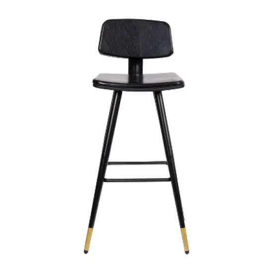Set of 2 Faux Leather Contemporary Upholstered Barstools with Black Metal Frame - Merrick Lane image {10}