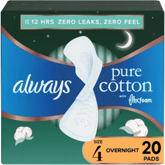 Always Pure Cotton Overnight Pads with Wings - Size 4 image {11}