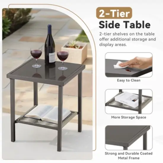 Buenhomino 6-Piece Wicker Patio Set &ndash; 4 Swivel Chairs & 2 Side Tables with UV-Resistant PE Rattan & Durable Powder-Coated Frame image {7}