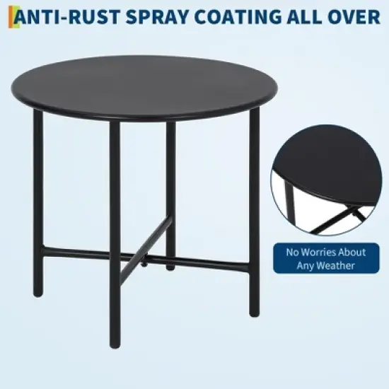 GustoWave 3-Piece Patio Bistro Set With Side Table And 2 Chairs For Balcony, Patio, Garden, Black image {5}