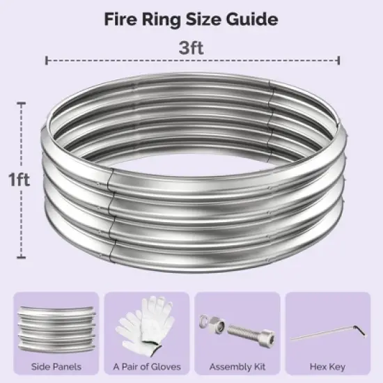 Sersper 3-5 ft Galvanized Steel Fire Pit Ring-Durable, Versatile, and Easy-to-Assemble Fire Pit for Outdoor Gatherings image {2}