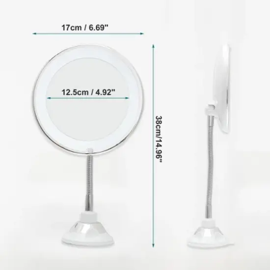 Unique Bargains 10X Magnifying Mirror Flexible Gooseneck Tube Makeup Mirror with Suction Cup White image {1}