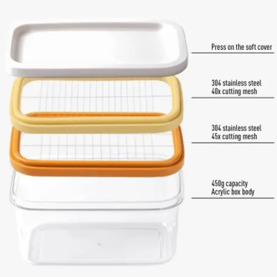 Acekool Rectangular Butter Dish with Slicer, Airtight Butter Cutter Box, Easy Slice Butter Container for Kitchen Baking image {3}