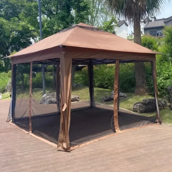 Outdoor 11x 11Ft Pop Up Gazebo Canopy With Removable Zipper Netting,2-Tier Soft Top Event Tent image {7}