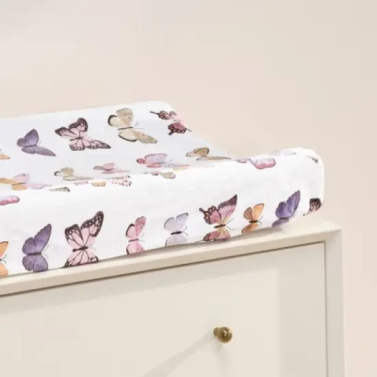 Lambs & Ivy Butterfly Dreams Soft/Cozy Fleece Changing Pad Cover - White image {4}