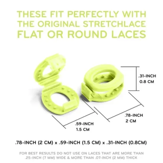 The Original Stretchlace Shoelace Knot Clips &ndash; Neon Green Shoe Lace Bow Holder Accessory (3 Pair) image {2}