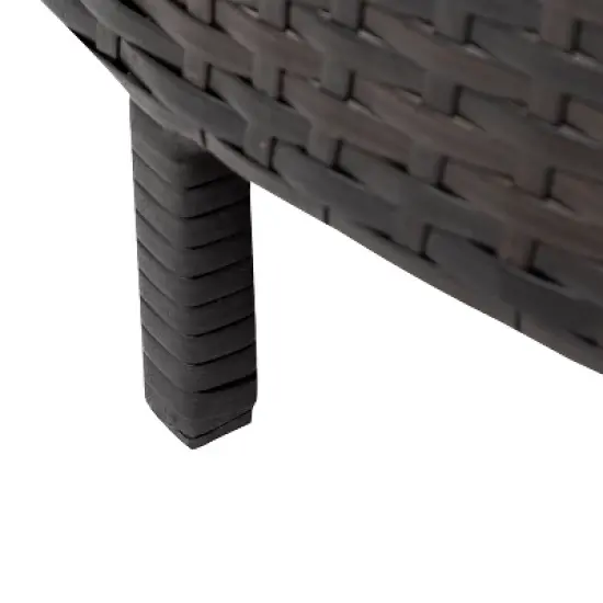 FIONECA 5-Piece Outdoor Patio Sectional Sofa Set, Brown PE Rattan Half-Moon Sofa with Tempered Glass Table & Gray Cushions image {12}