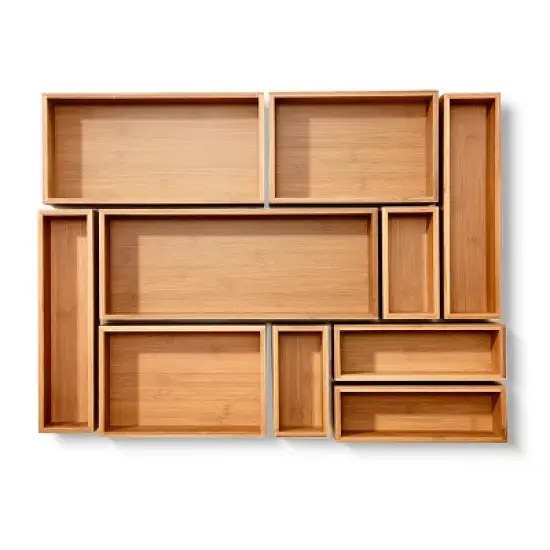 Seville Classics 10-Piece Natural Bamboo Storage Organizer Box Set image {9}