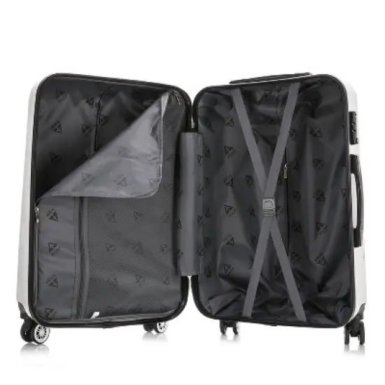 InUSA Large Checked World Print Lightweight Hardside Spinner 3pc Suitcase Set - Gray image {5}