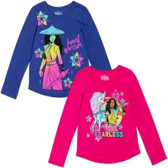 Disney Frozen Minnie Mouse Raya and the Last Dragon Princess Anna Queen Elsa Girls 2 Pack T-Shirts Toddler to Big Kid image {10}