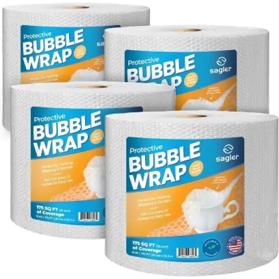 Bubble Cushion Wrap &ndash; 12"x175FT 1, 2 & 4 Pack, Perforated Every 12", Eco-Friendly, Lightweight, Extra Protection for Moving & Shipping image {9}