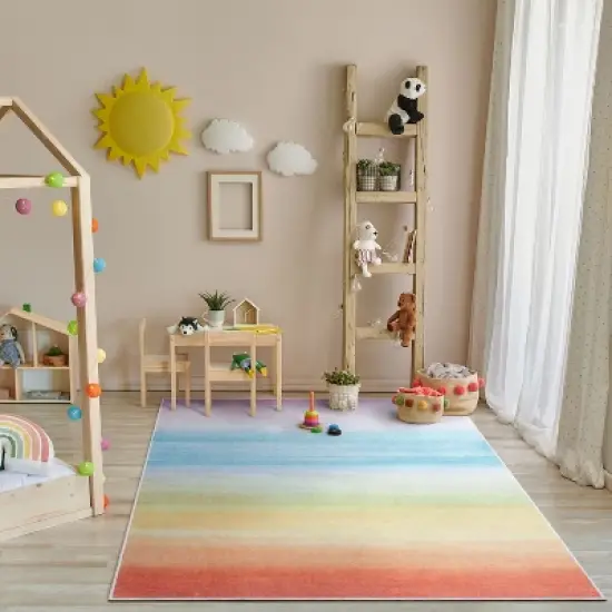 Well Woven Sunrise Rainbow Apollo Kids Collection Multi Color Area Rug image {1}