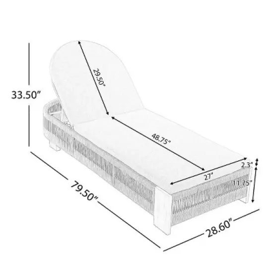 Set of 2 Outdoor Acacia Wood Chaise Lounge with Adjustable Backrest, Rope Accent Pool Lounge Chair, Waterproof Cushion Garden Lounger-Coolbibila image {3}