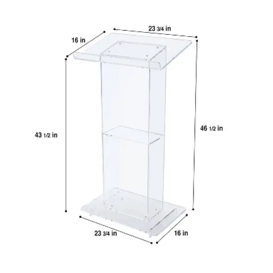 Lectern with Shelf Clear Acrylic - Hampden Furnishings image {9}