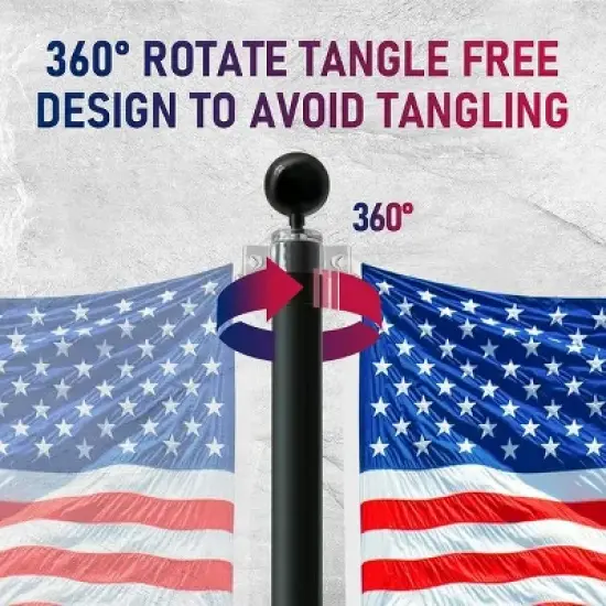 30 ft. Aluminum Telescopic Flag Pole Kit Flagpole 3'x5' US Flag & Ball Top for Commercial Residential Outdoor image {4}