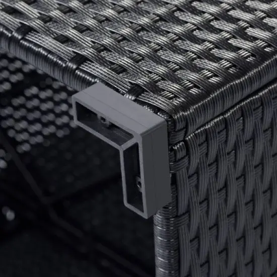 5pc Wicker Patio Sectional Seating Set with Cushions - Black/Blue - GODEER image {13}