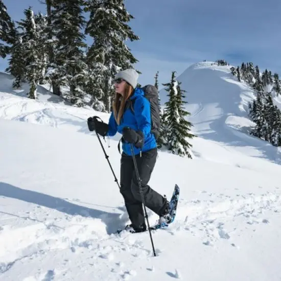 Crescent Moon Womens Athletic Trail Snowshoes with Crampons and No Slip Hook and Loop Binding, Fits Shoe Sizes 6W to 12W, Gold 13 Sapphire Blue image {3}