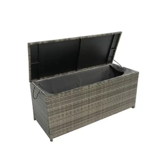 WELLFOR 113 gal Rattan Patio Deck Box Gray image {7}
