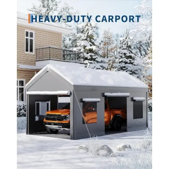 GustoWave 10x20 FT Heavy Duty Carport, Portable Garage for Cars, Boats, Trucks image {4}