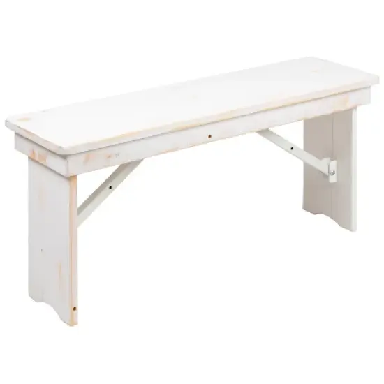Merrick Lane Antique Solid Pine Folding Farmhouse Style Bench image {13}