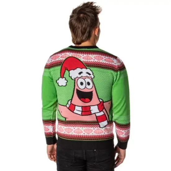 SpongeBob SquarePants Men's Patrick Star Ugly Sweater Button-Up Knit Cardigan image {1}