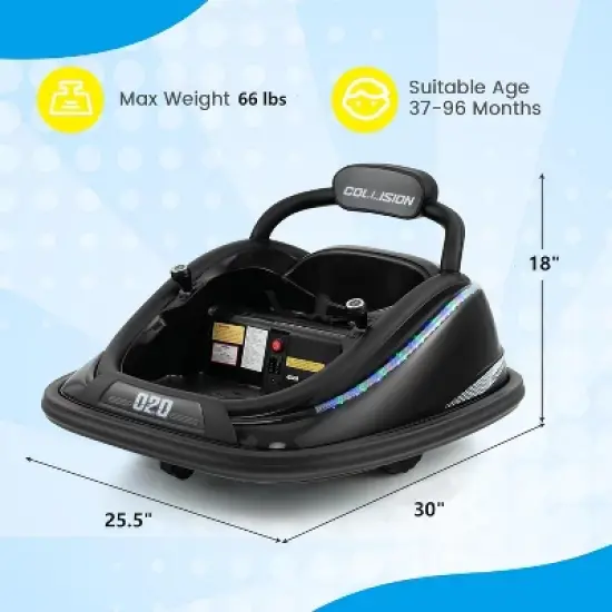 Costway Bumper Car for Kids Electric Ride on Car with Remote Control Joystick Flashing LED Lights image {6}