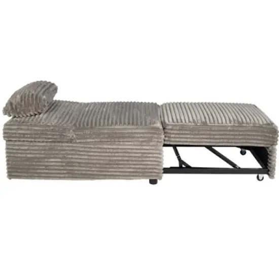 Convertible Wide-Welt Polyester Sofa Sleeper Sofa Chair W/ Polyesterll-Out Bed Smoke image {10}