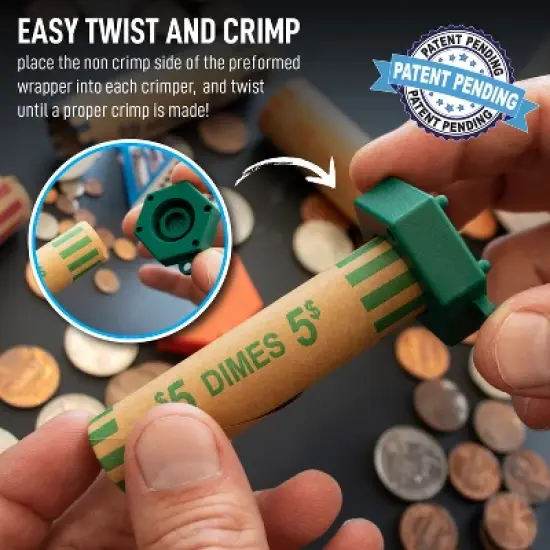 Nadex Coins&trade; Assorted Preformed Crimped-End Coin-Roll Wrappers with Color-Coded Coin-Wrapper Crimping Tool image {3}