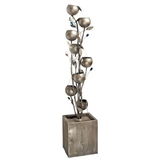 Design Toscano Abstract Floral Cascading Metal Tower Fountain - Bronze image {1}