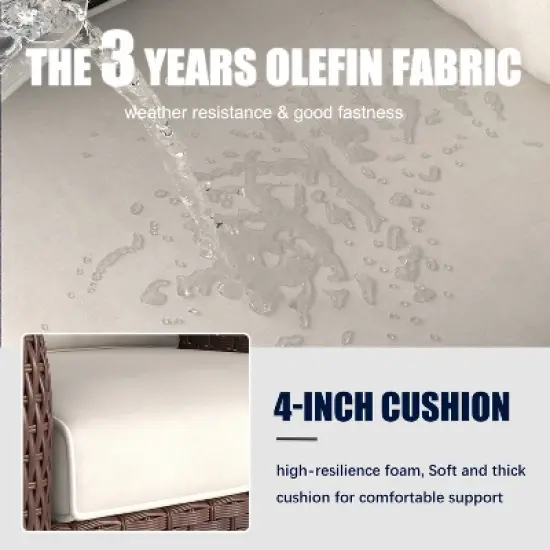 LayinSun Outdoor Patio Furniture Set, Brown Rattan Wicker Sectional Swivel Rocker Chairs Sets image {2}