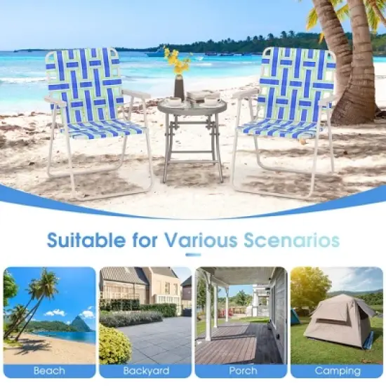 Tangkula 4pcs Folding Beach Chair Camping Lawn Webbing Chair Lightweight 1 Position Blue image {4}