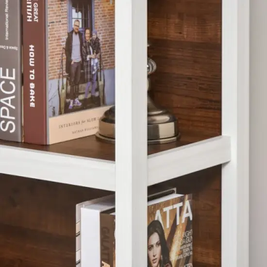 HOMCOM 4 Tier Bookshelf Utility Storage Shelf Organizer with Back Support image {7}