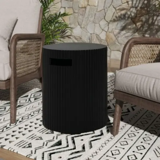 Christopher Knight Home Leora Modern 16" x 20" Ribbed Concrete Propane Tank Cover image {7}