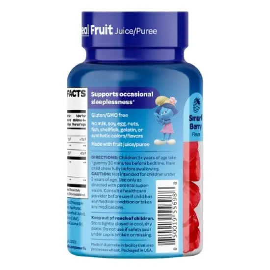 Smurfs Restful Sleep Kids Vitamin Gummies with Melatonin, Sleep Gummies for Children, Smurfs Berry Flavored, 50ct image {4}