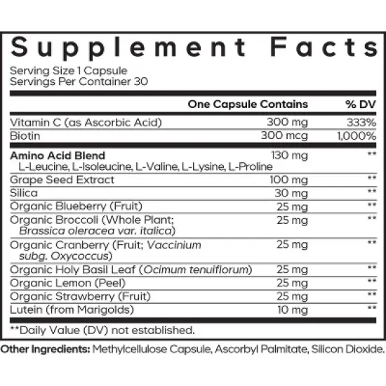 Amen Vegan Collagen Builder + Vitamin C, Biotin, Whole Foods, Beauty Supplement - 30ct image {2}