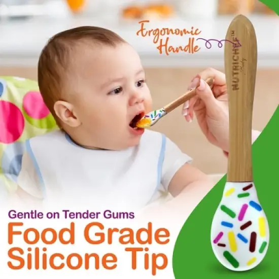 NutriChef Sparkle Bamboo Dinnerware Set with Silicone Suction for Kids image {2}
