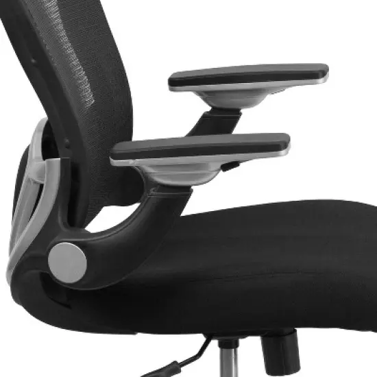 Emma and Oliver Mid-Back Black Mesh Swivel Ergonomic Office Chair - Height Adjustable Flip-Up Arms image {3}