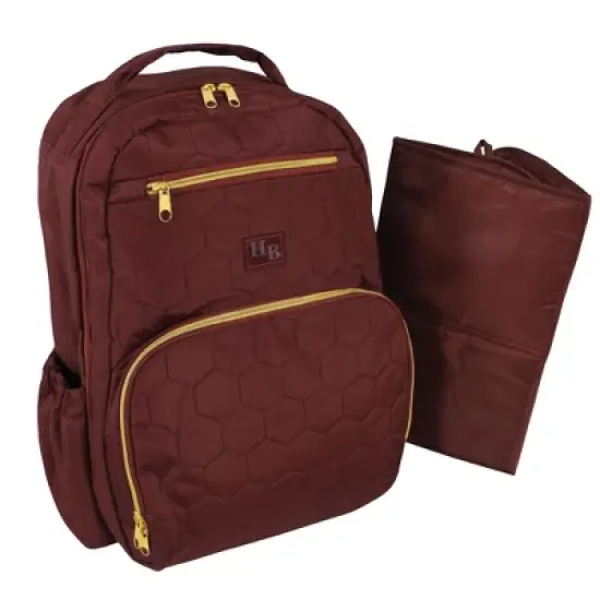 Hudson Baby Premium Diaper Bag Backpack and Changing Pad, Burgundy, One Size image {5}